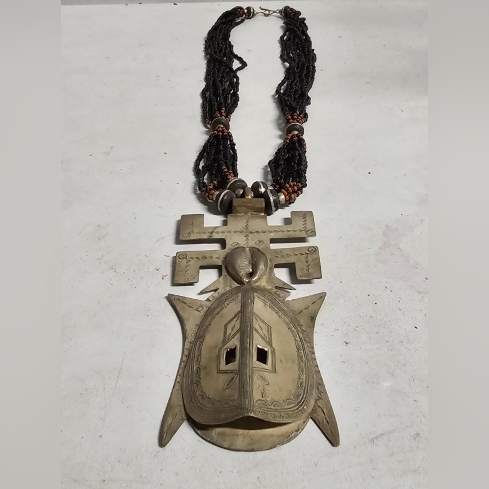 Authentic Tuareg Silver Amulet Multi Strand African  Black  Seed Necklace RARE - Picture 2 of 8